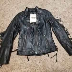 Harley Davidson Boone LEA Fringe  Womens NWT  leather riding jacket, size small